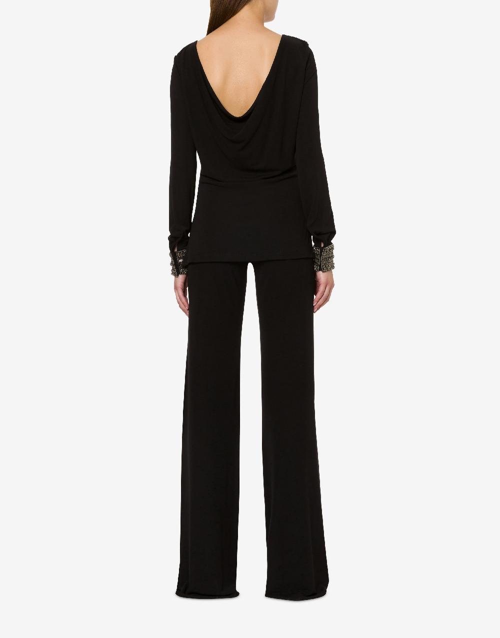 Alberta Ferretti Blusa in organzino con polsini ricamati Vendita Economica