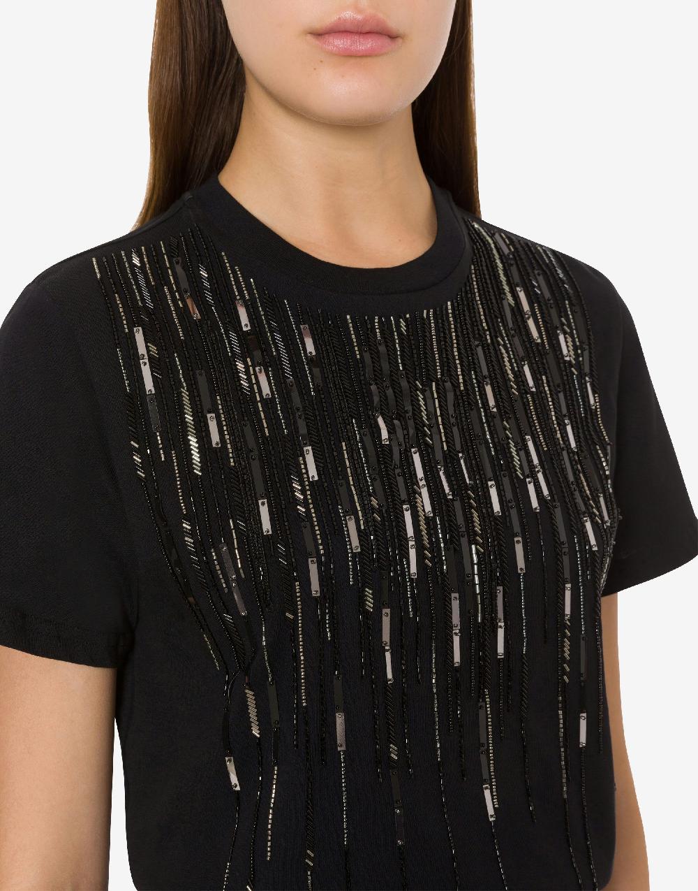 Alberta Ferretti T-shirt con perline e paillettes degradé Italy