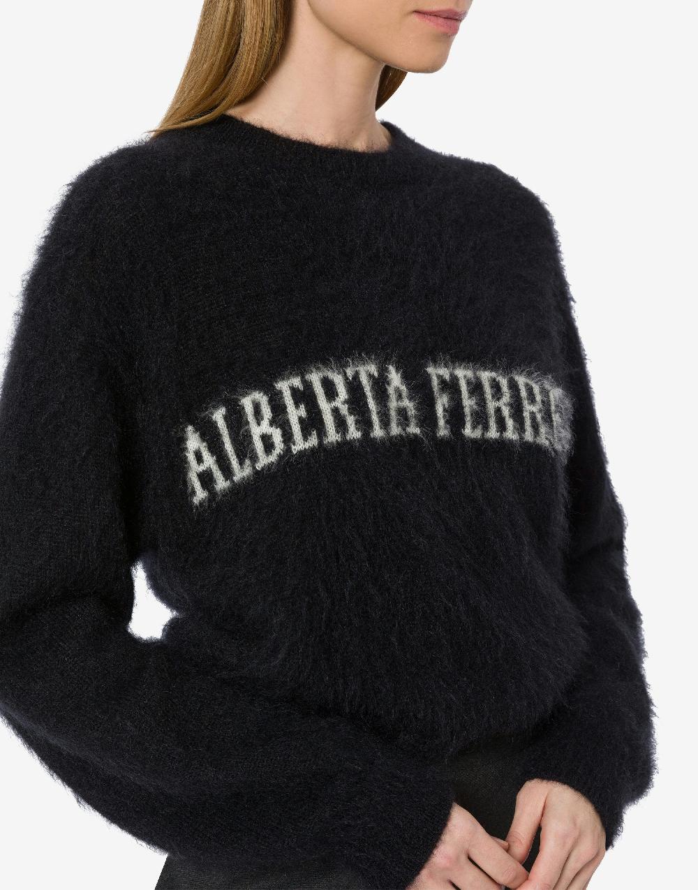 Alberta Ferretti Maglione in mohair superkid con logo 2025