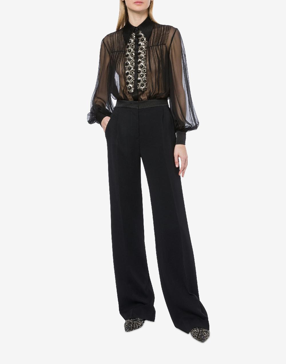Alberta Ferretti Pantalone in cady stretch con dettagli in raso Vendita