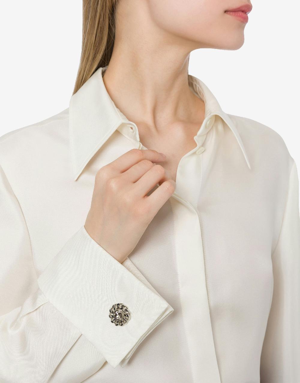Alberta Ferretti Camicia in twill di seta con bottoni gioiello Fino Al -60%