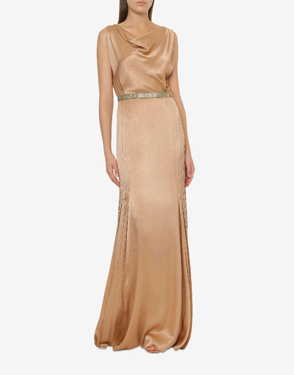 Alberta Ferretti Abito in raso con plissé Cocktail Prezzo Ridotto