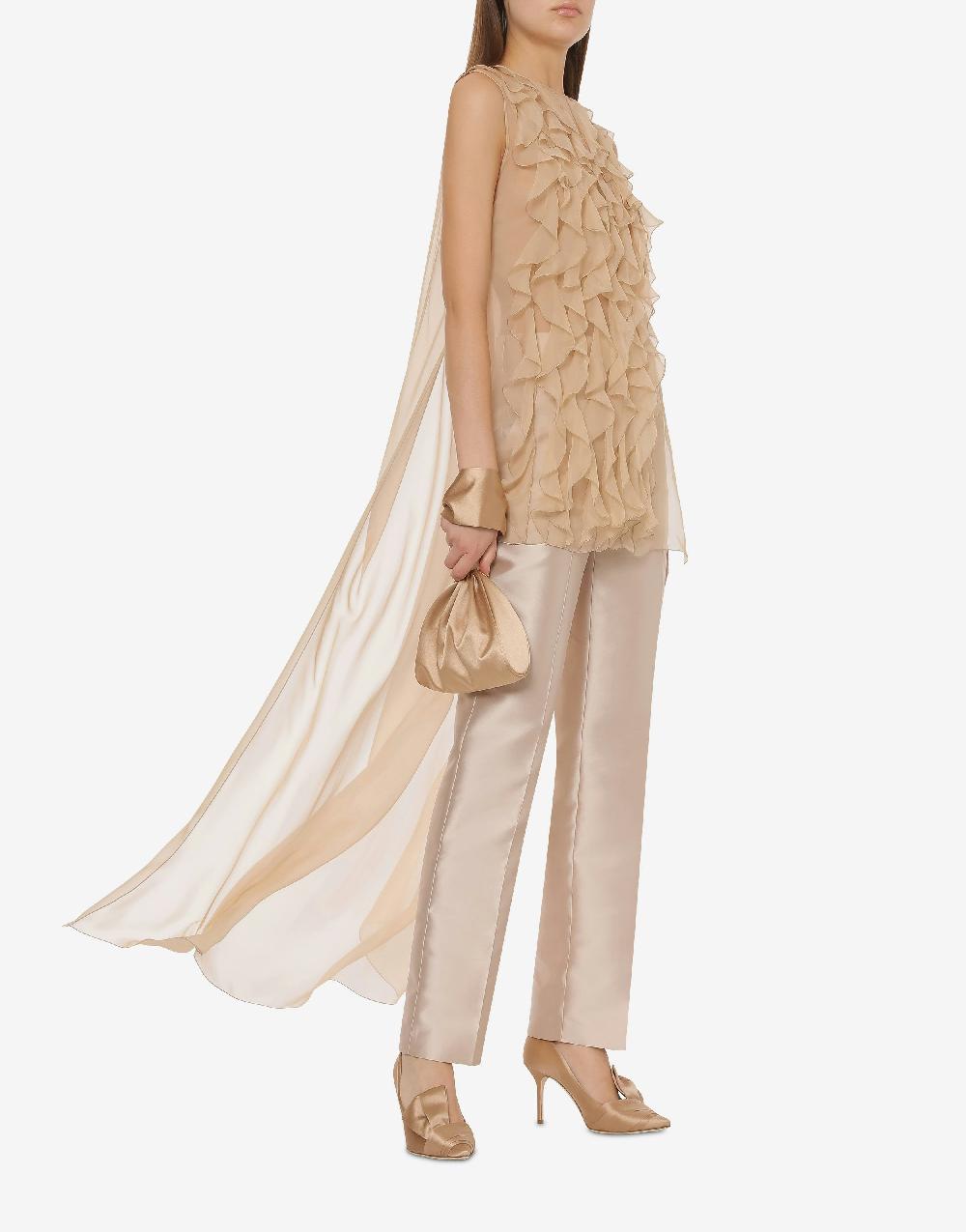 Alberta Ferretti Blusa in chiffon organico con ruches Sottocosto