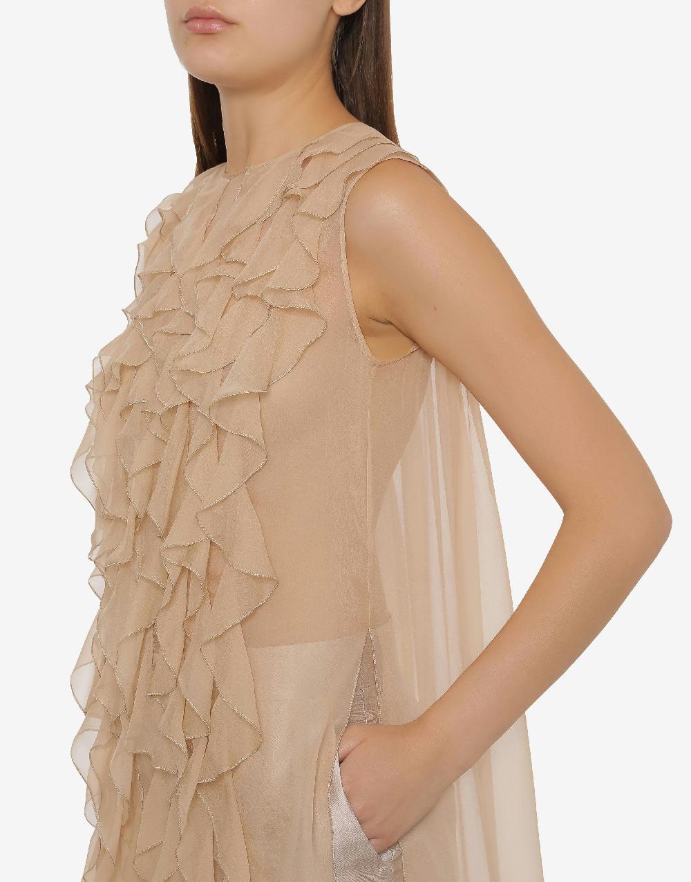 Alberta Ferretti Blusa in chiffon organico con ruches Sottocosto