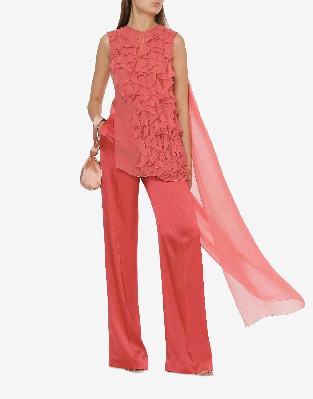Alberta Ferretti Blusa in chiffon organico con ruches Offerta
