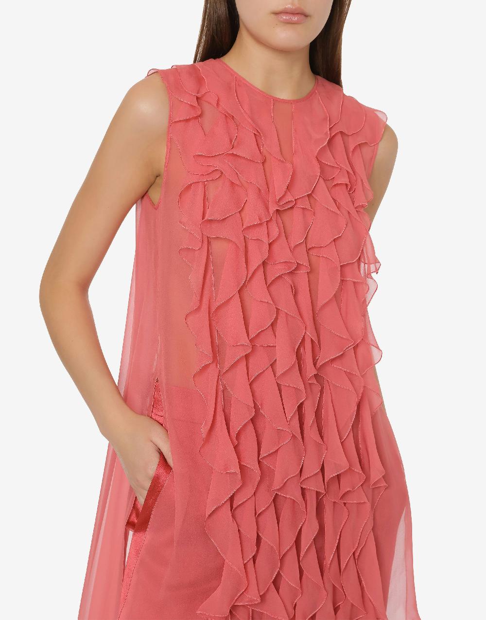 Alberta Ferretti Blusa in chiffon organico con ruches Offerta