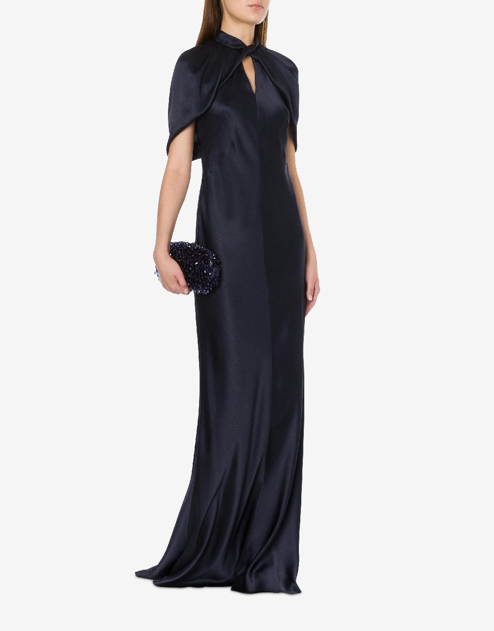 Alberta Ferretti Abito in raso con maniche a mantella Vendite Flash
