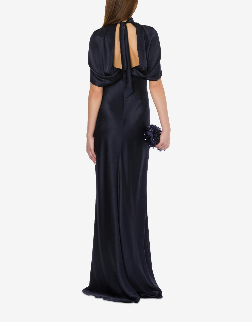 Alberta Ferretti Abito in raso con maniche a mantella Vendite Flash