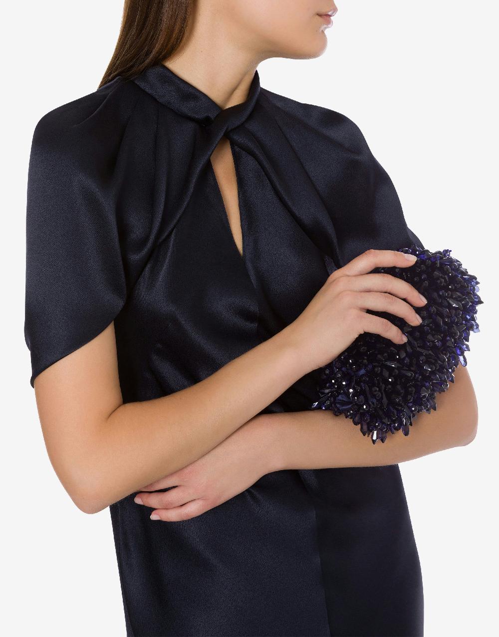 Alberta Ferretti Abito in raso con maniche a mantella Vendite Flash