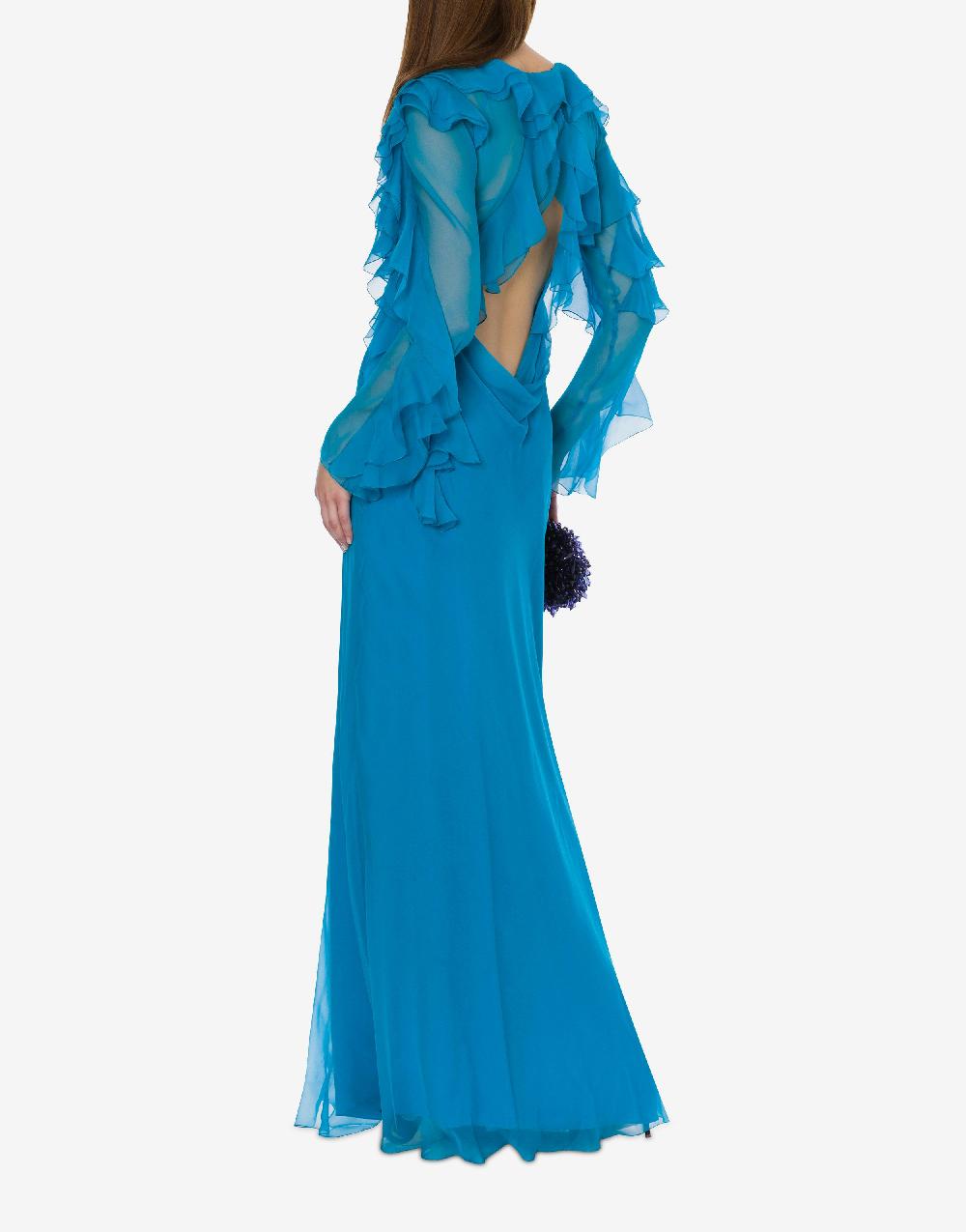 Alberta Ferretti Abito lungo in chiffon organico Cocktail Qualità