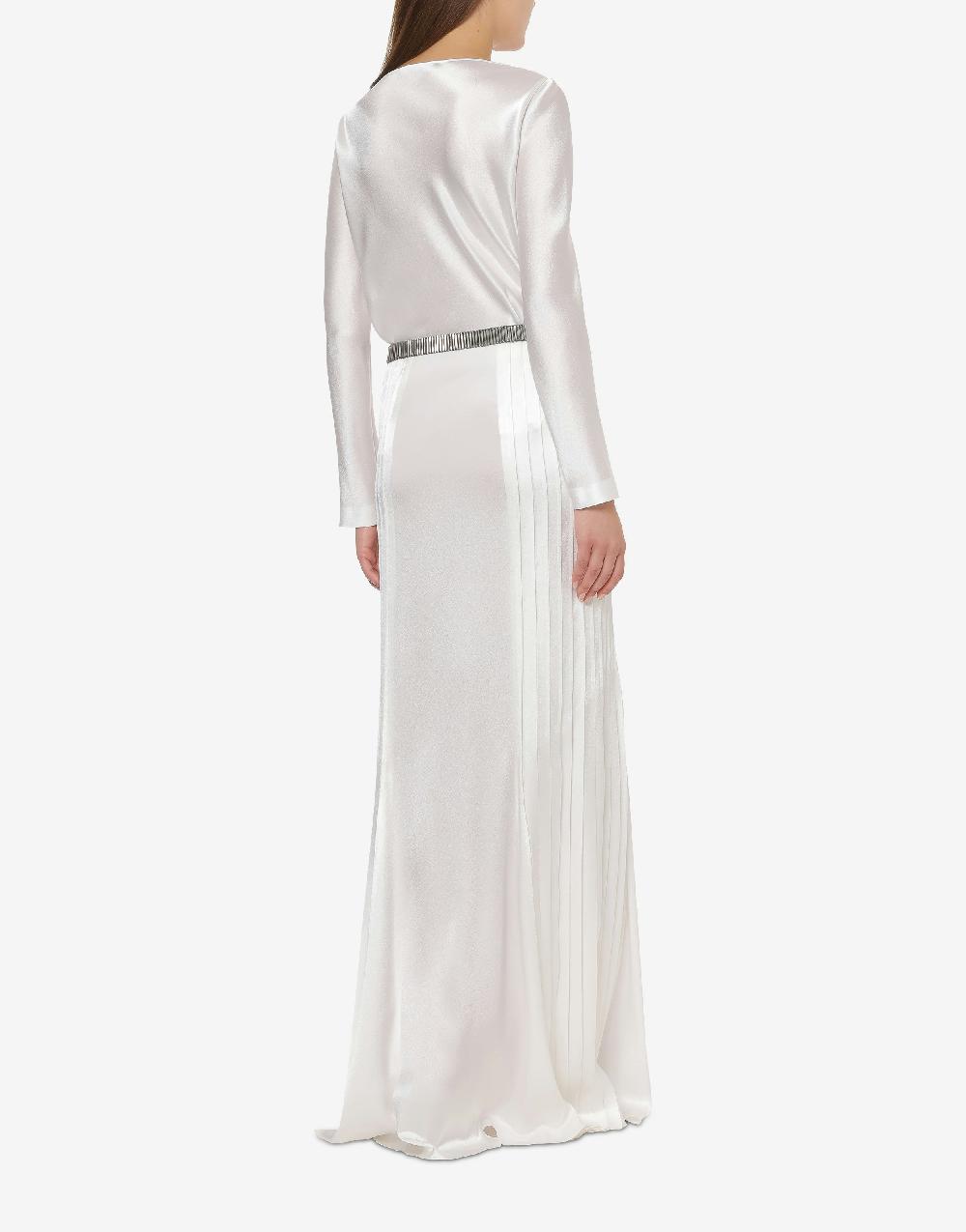 Alberta Ferretti Gonna lunga in raso con plissé Pezzi Unici
