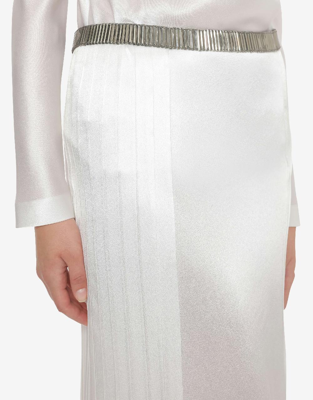 Alberta Ferretti Gonna lunga in raso con plissé Pezzi Unici