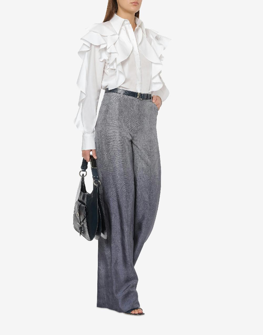 Alberta Ferretti Camicia in popeline stretch con ruches Fino Al -60%