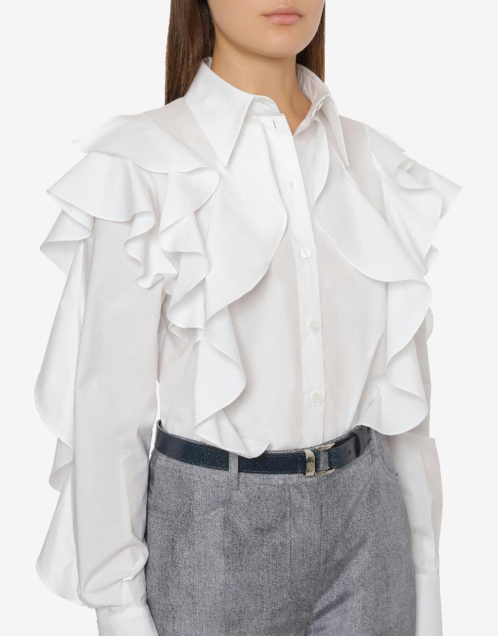 Alberta Ferretti Camicia in popeline stretch con ruches Fino Al -60%