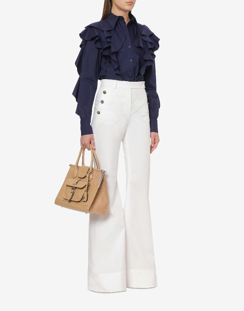 Alberta Ferretti Camicia in popeline stretch con ruches Shopping Online