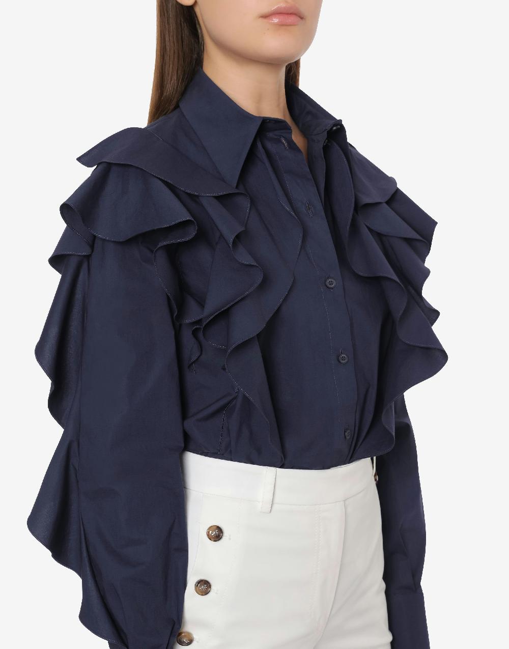 Alberta Ferretti Camicia in popeline stretch con ruches Shopping Online