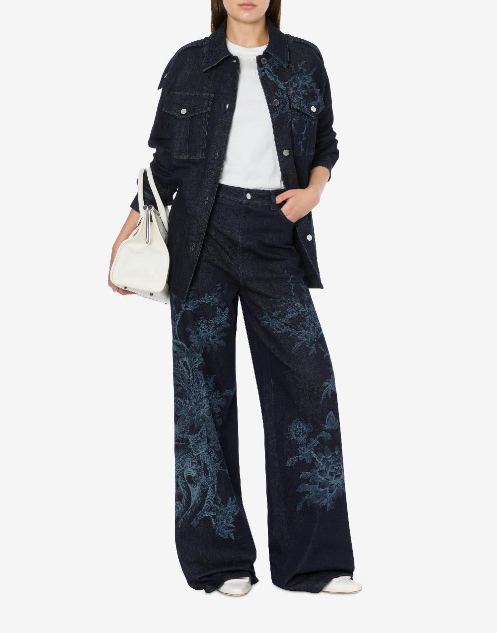 Alberta Ferretti Shirt jacket in denim con stampa ciliegio e farfalle Affare Del Giorno
