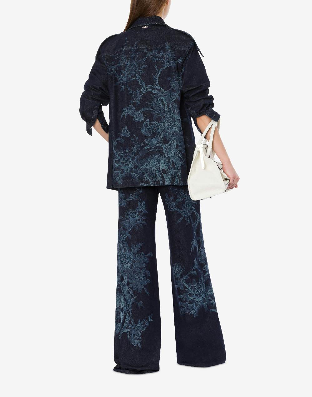 Alberta Ferretti Shirt jacket in denim con stampa ciliegio e farfalle Affare Del Giorno