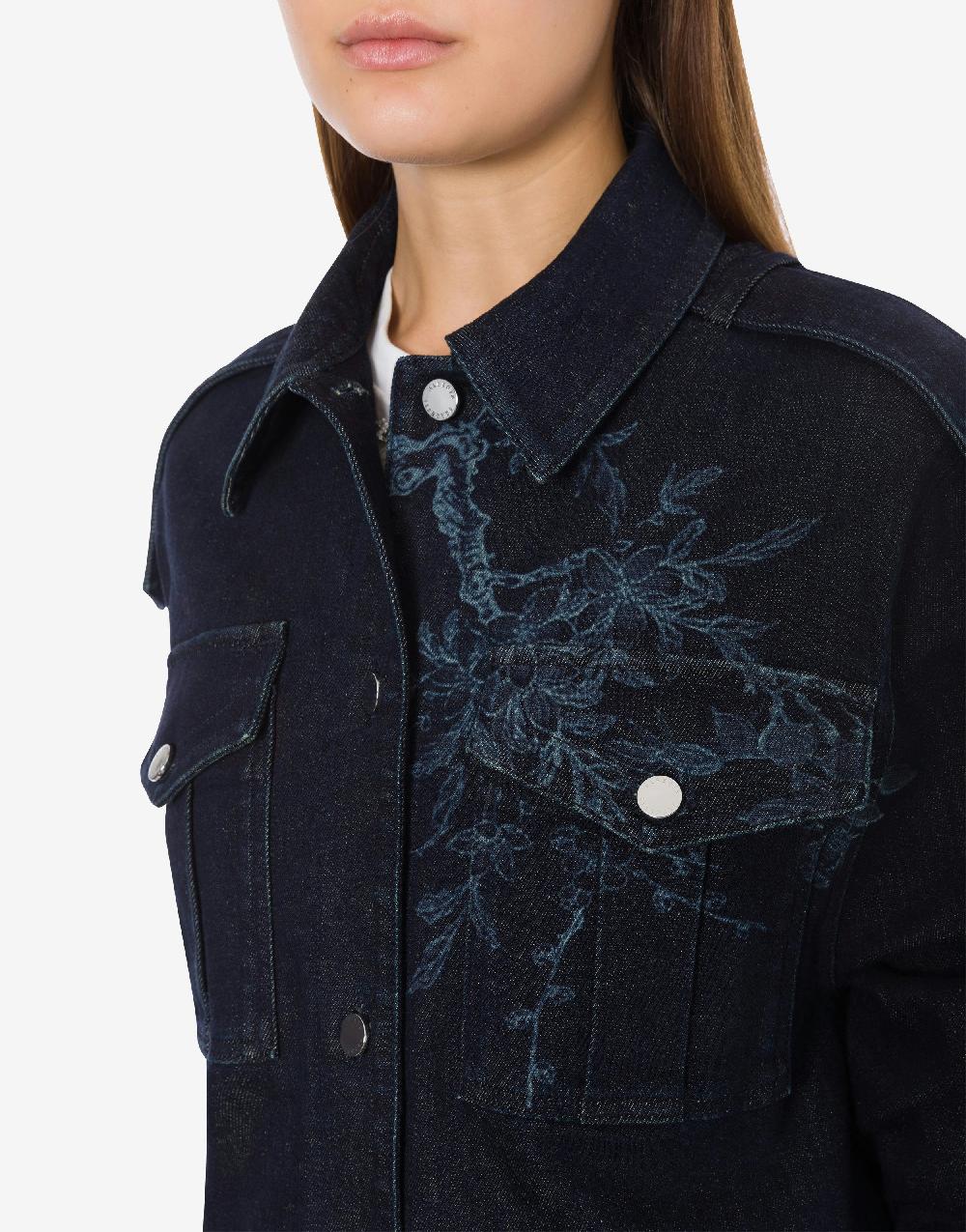 Alberta Ferretti Shirt jacket in denim con stampa ciliegio e farfalle Affare Del Giorno