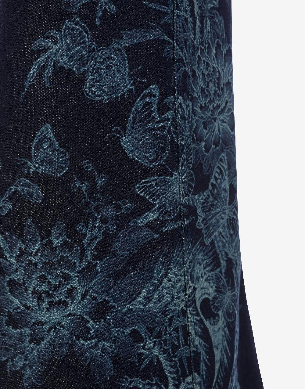 Alberta Ferretti Gonna in denim con disegno ciliegio e farfalle Prezzo Ridotto