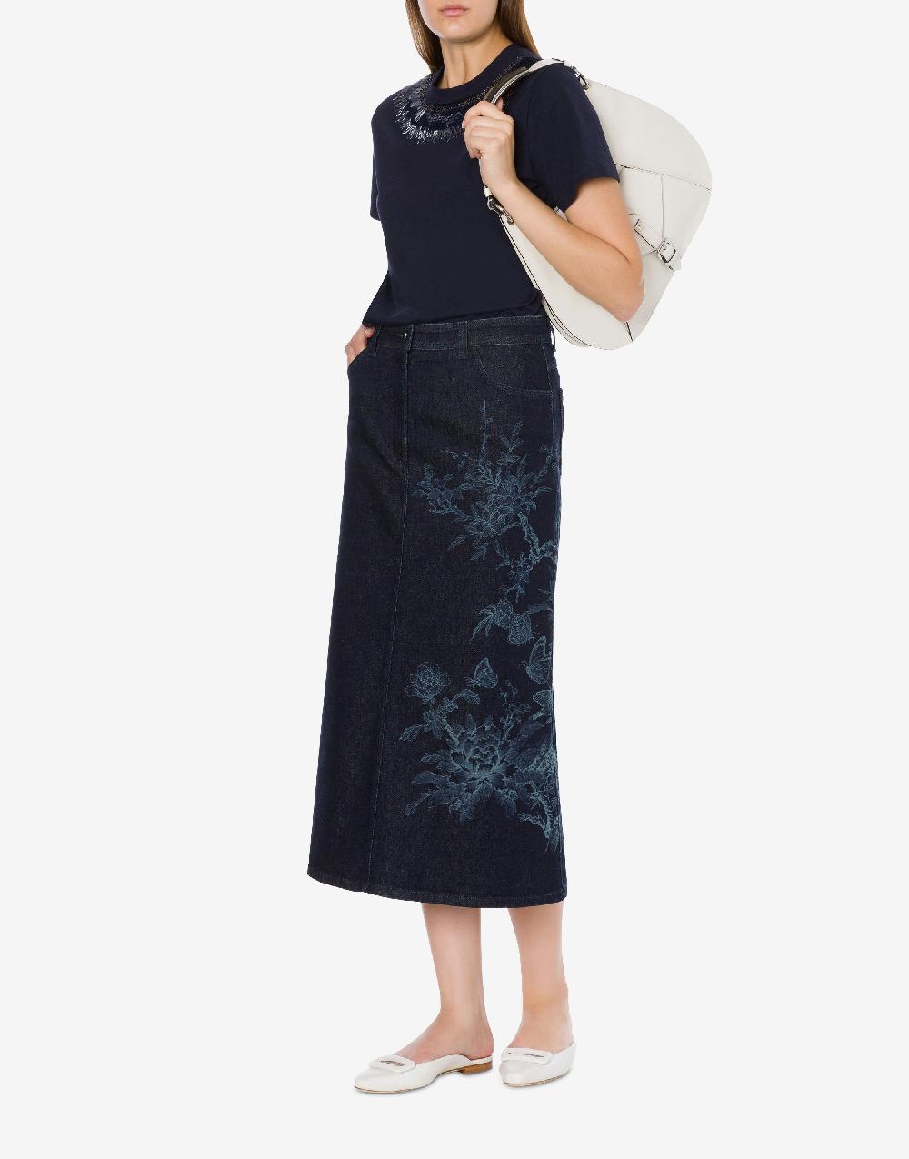 Alberta Ferretti T-shirt in jersey con ricamo paillettes e stones Convenienza