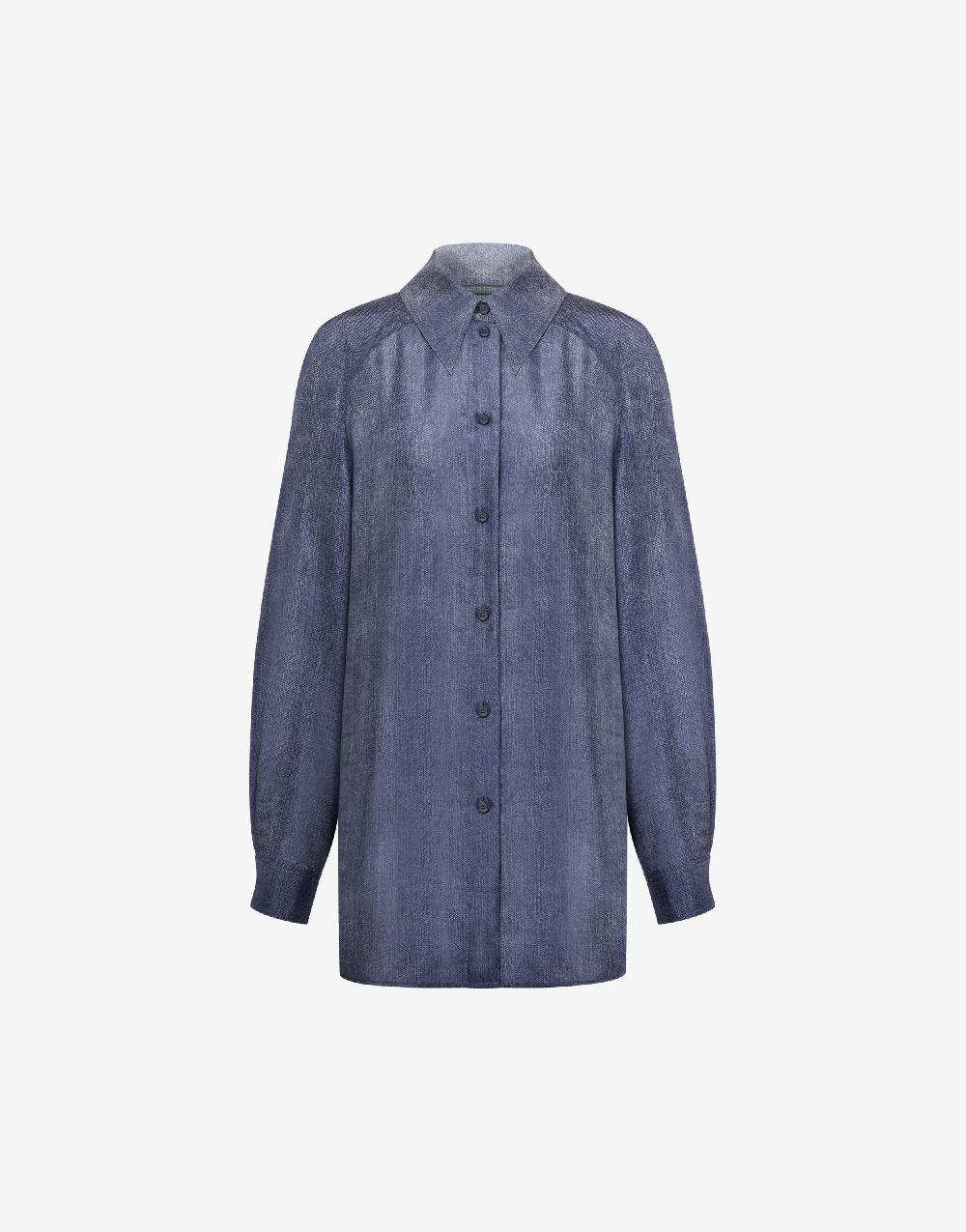 Alberta Ferretti Camicia in habotai stampa denim