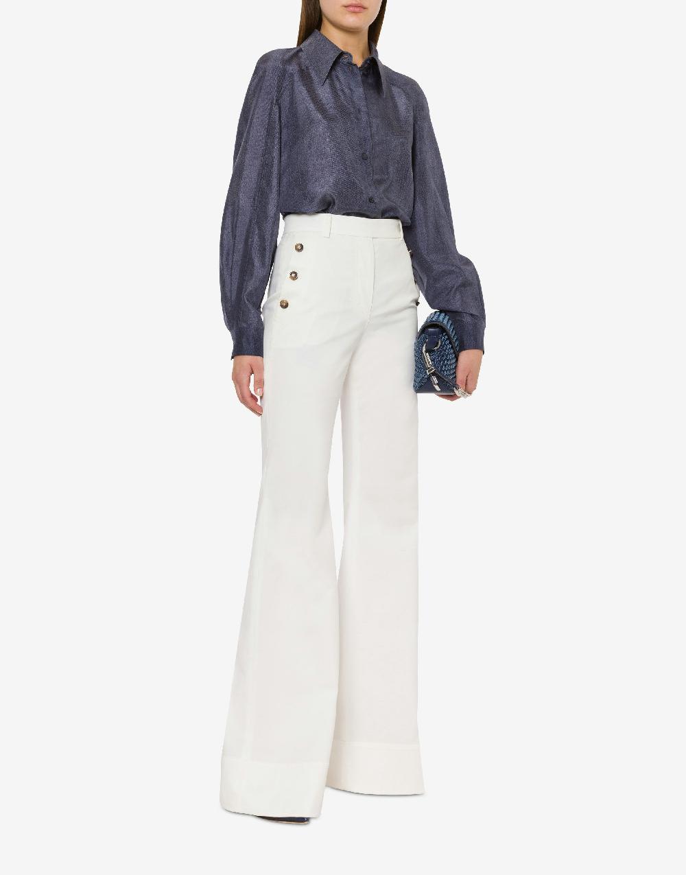 Alberta Ferretti Camicia in habotai stampa denim Novità