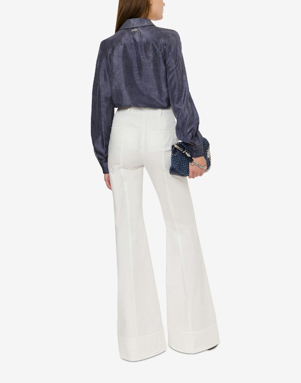 Alberta Ferretti Camicia in habotai stampa denim Novità