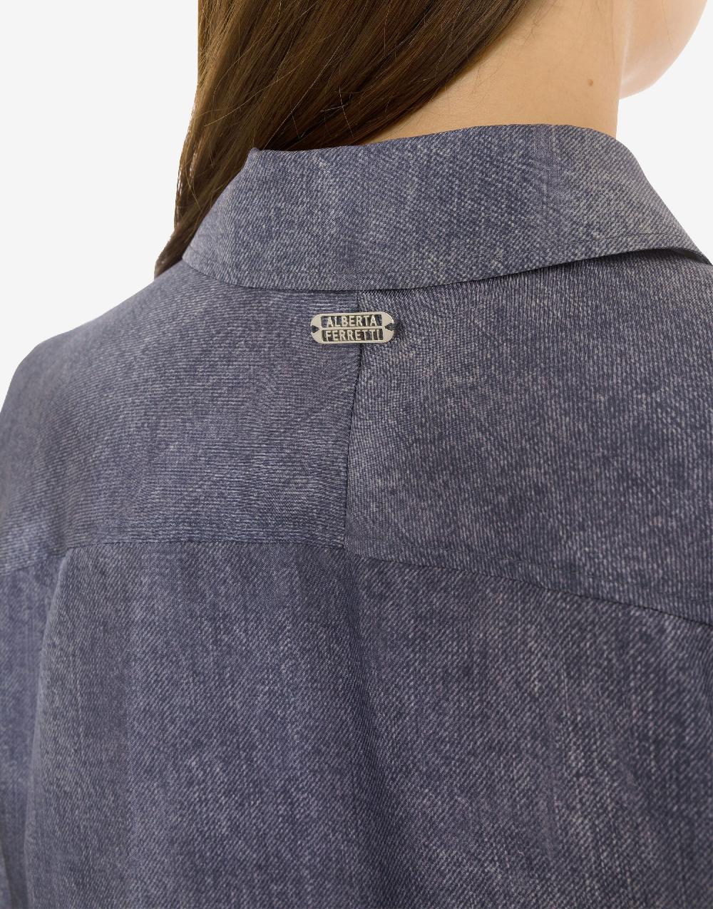 Alberta Ferretti Camicia in habotai stampa denim Novità