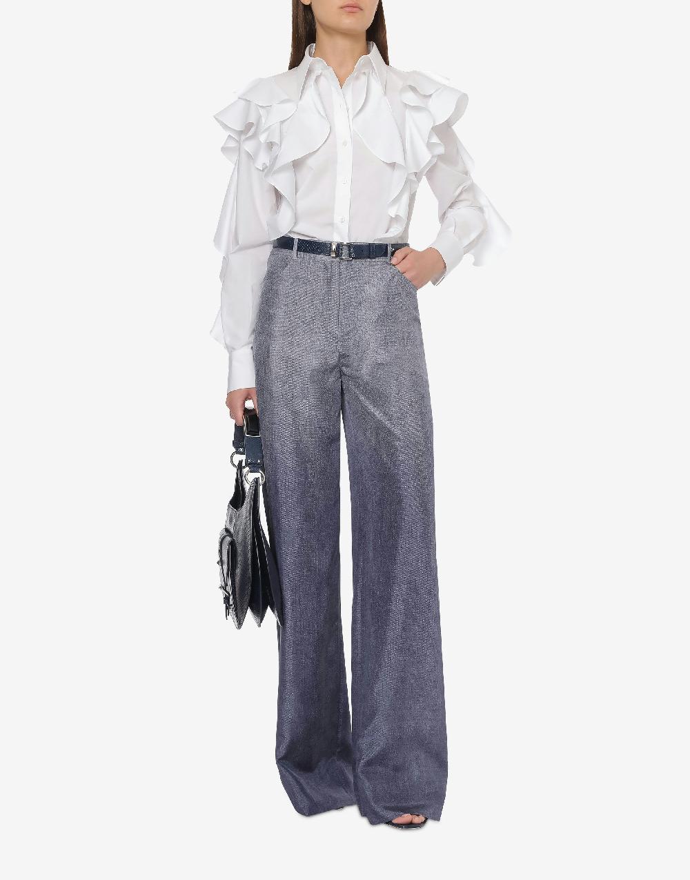 Alberta Ferretti Pantalone oversize in habotai stampa denim Presa