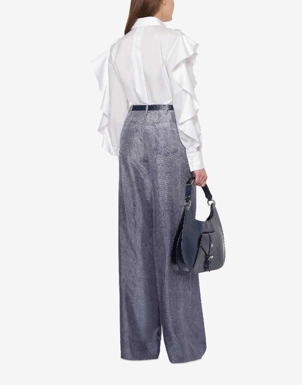 Alberta Ferretti Pantalone oversize in habotai stampa denim Presa