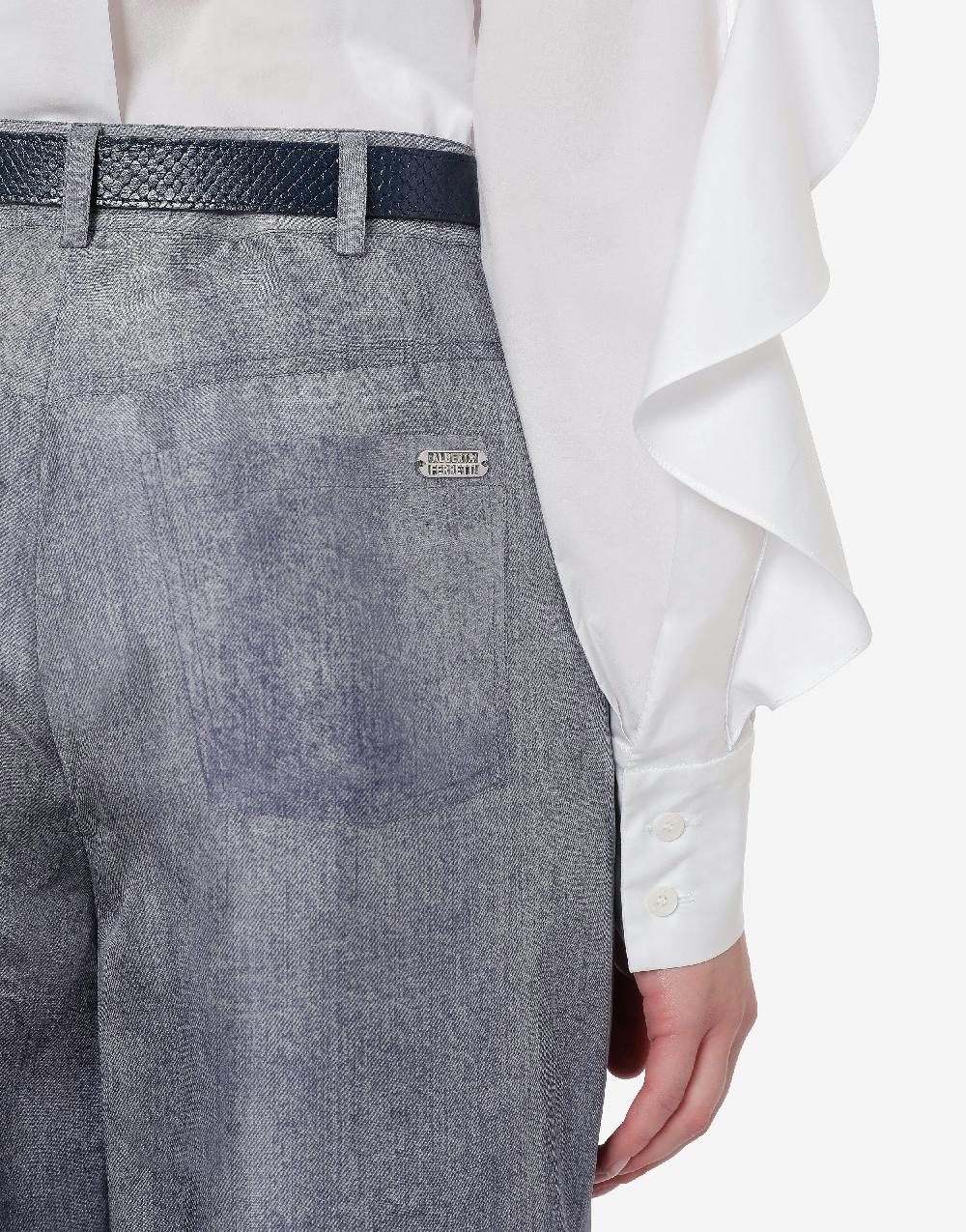 Alberta Ferretti Pantalone oversize in habotai stampa denim Presa