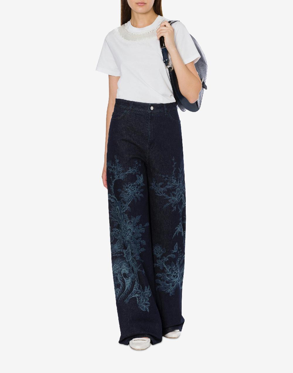 Alberta Ferretti T-shirt in jersey con ricamo paillettes e stones Sconto