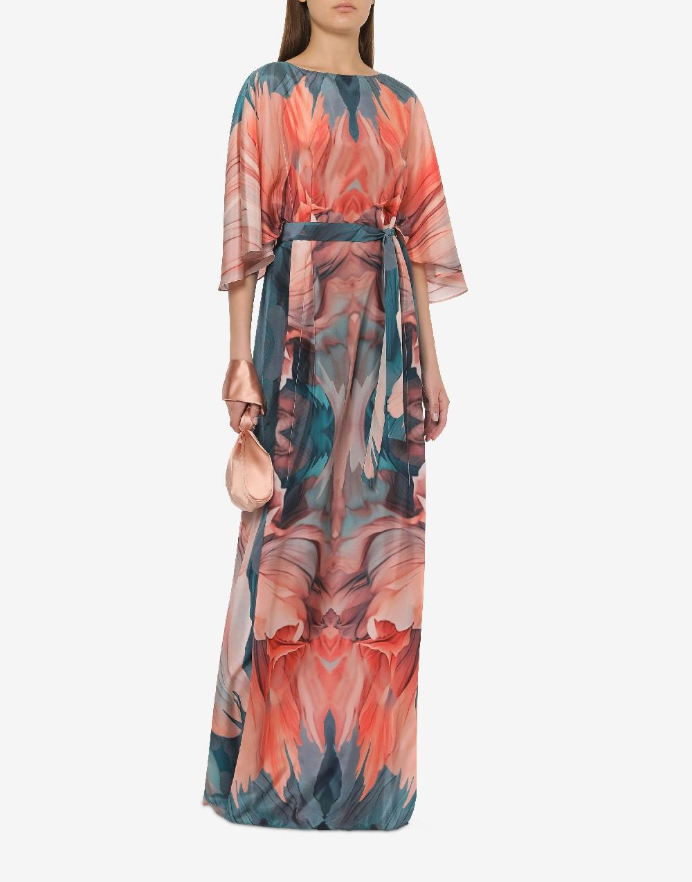 Alberta Ferretti Abito in habotai con stampa petali In Vendita