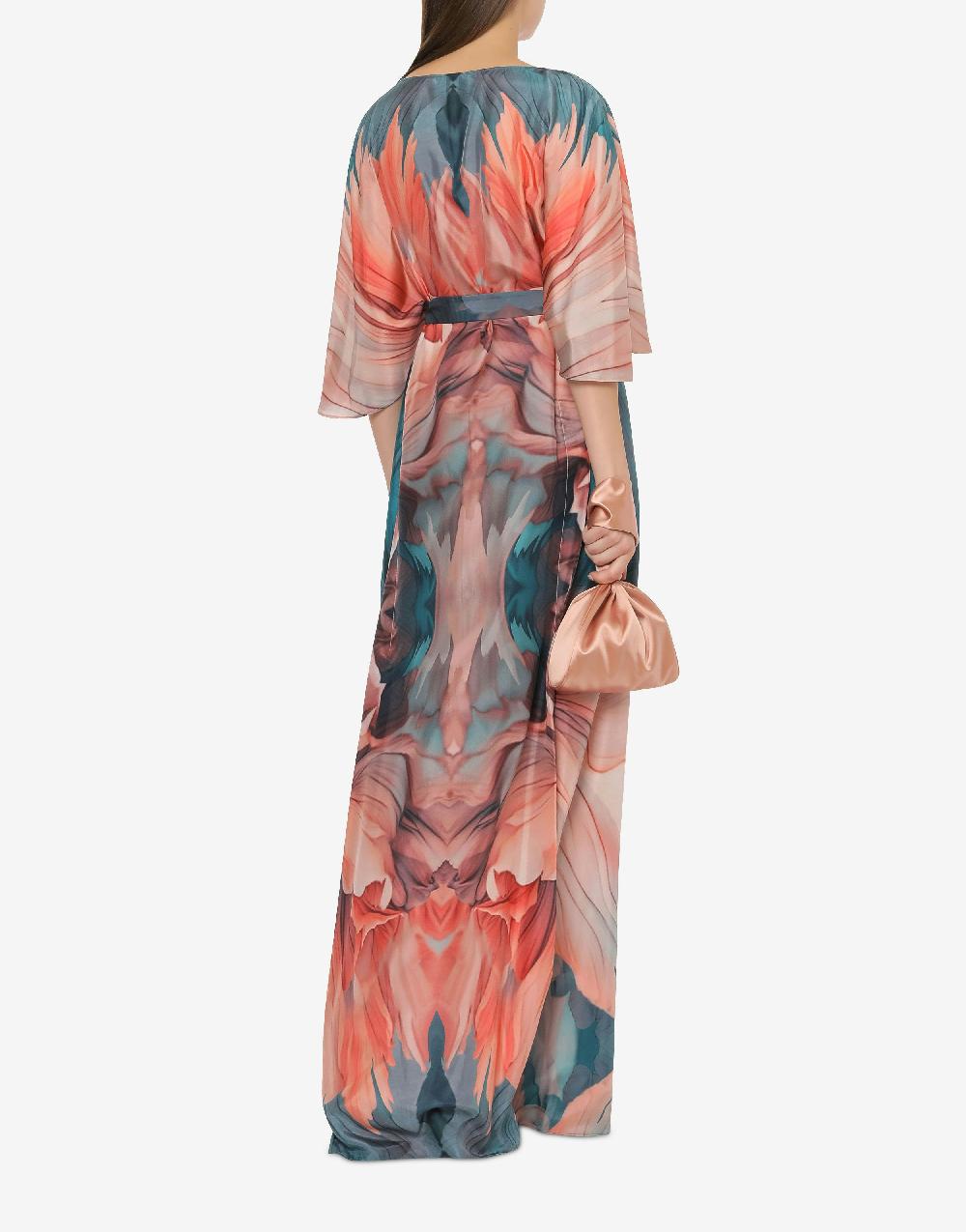 Alberta Ferretti Abito in habotai con stampa petali In Vendita