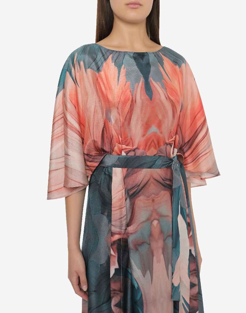 Alberta Ferretti Abito in habotai con stampa petali In Vendita