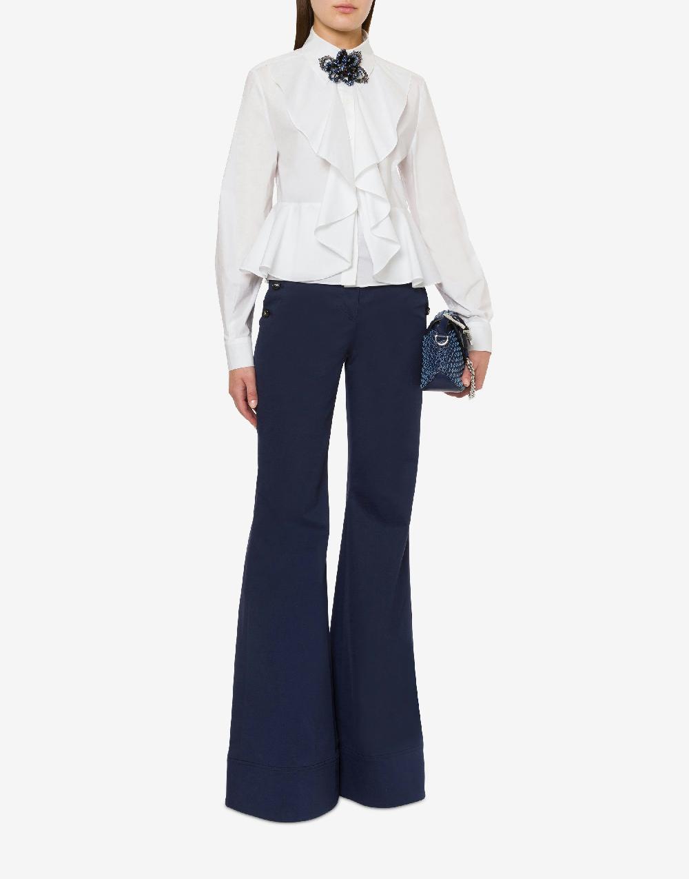 Alberta Ferretti Pantalone flare in tela di cotone stretch Saldi