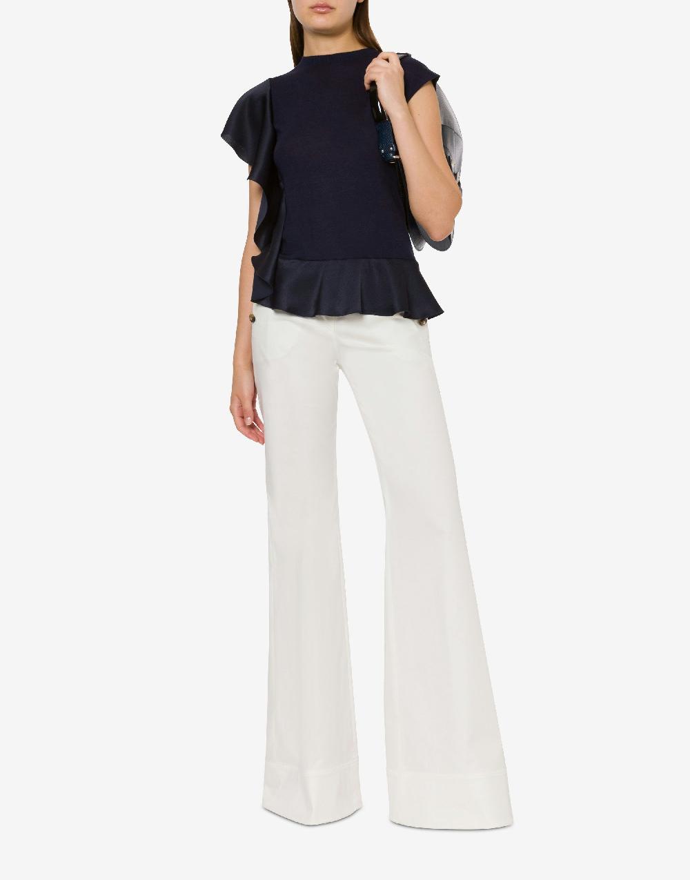 Alberta Ferretti Maglia in cashmere e seta con ruches Offerte