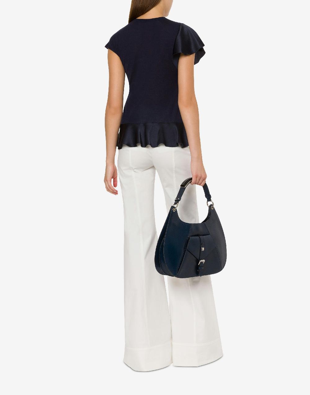 Alberta Ferretti Maglia in cashmere e seta con ruches Offerte