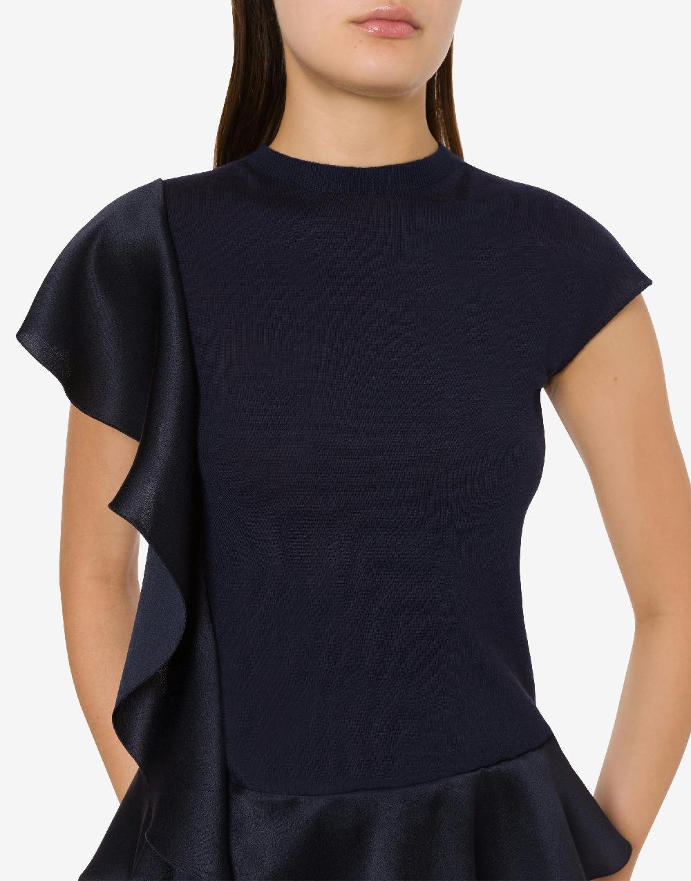 Alberta Ferretti Maglia in cashmere e seta con ruches Offerte