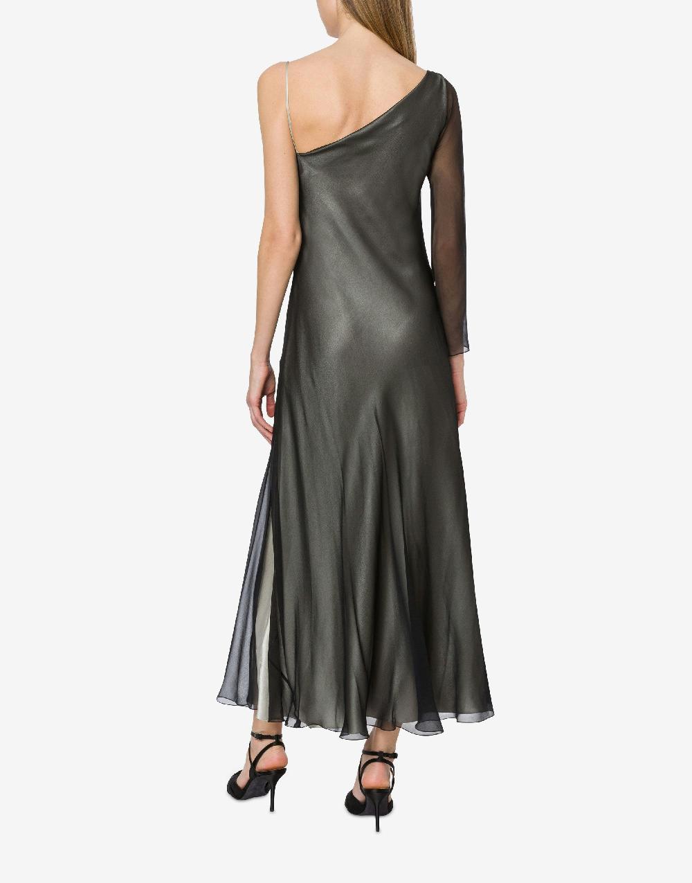Alberta Ferretti Abito lungo in raso e chiffon con pizzo Hotsell