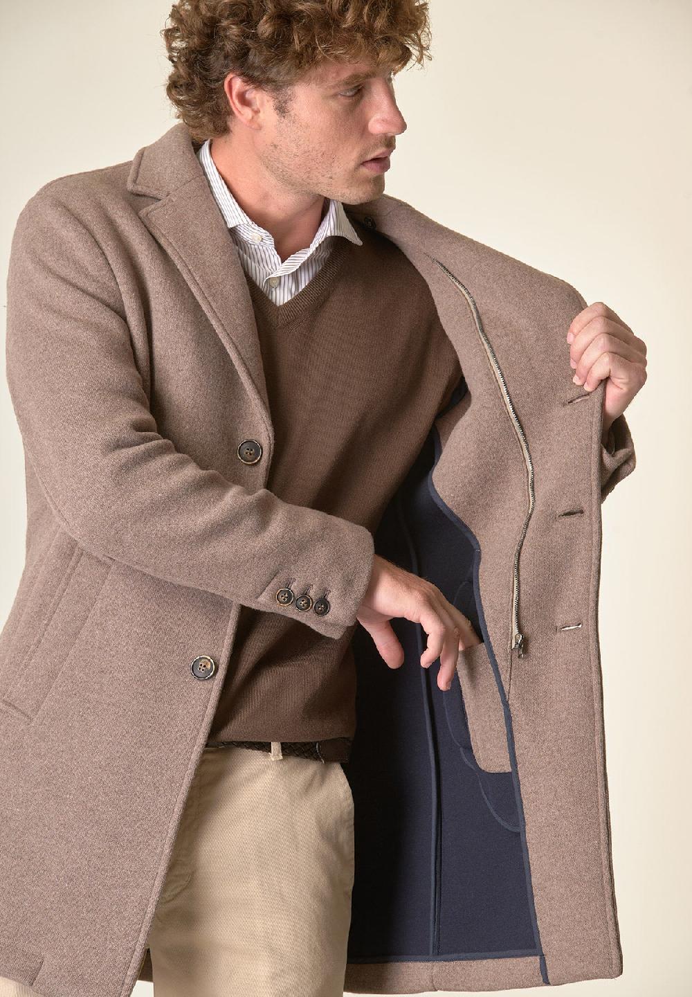 Angelico Cappotto nocciola sfoderato pettorina staccabile Negozi Online