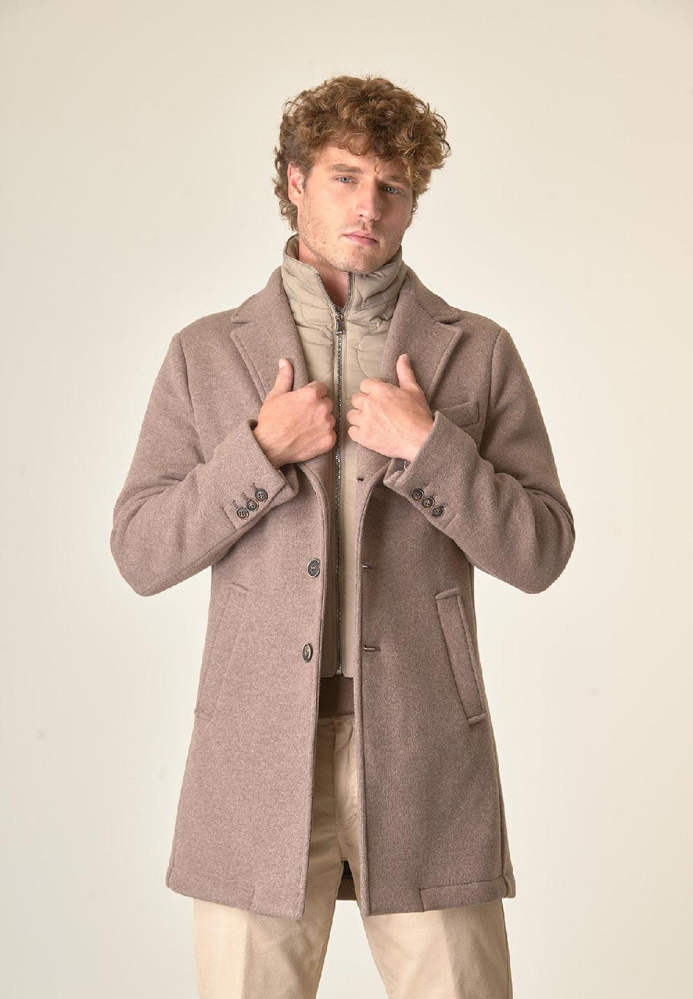 Angelico Cappotto nocciola sfoderato pettorina staccabile Negozi Online
