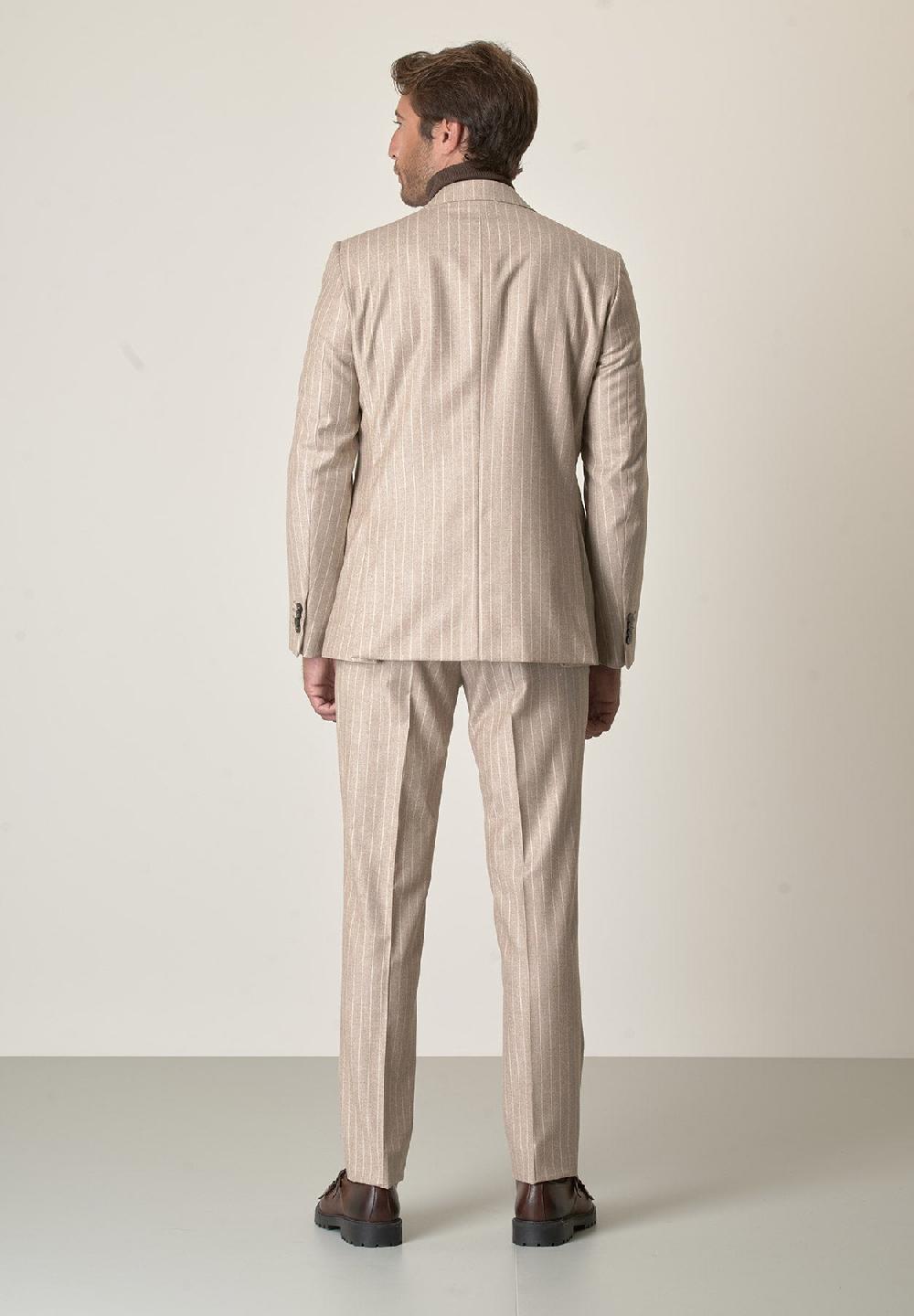 Angelico Abito beige gessato flanella lana vergine custom fit Fino Al -60%