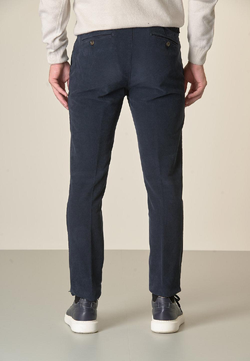 Angelico Pantalone blu fustagno jacquard cotone slim fit Shopping Online
