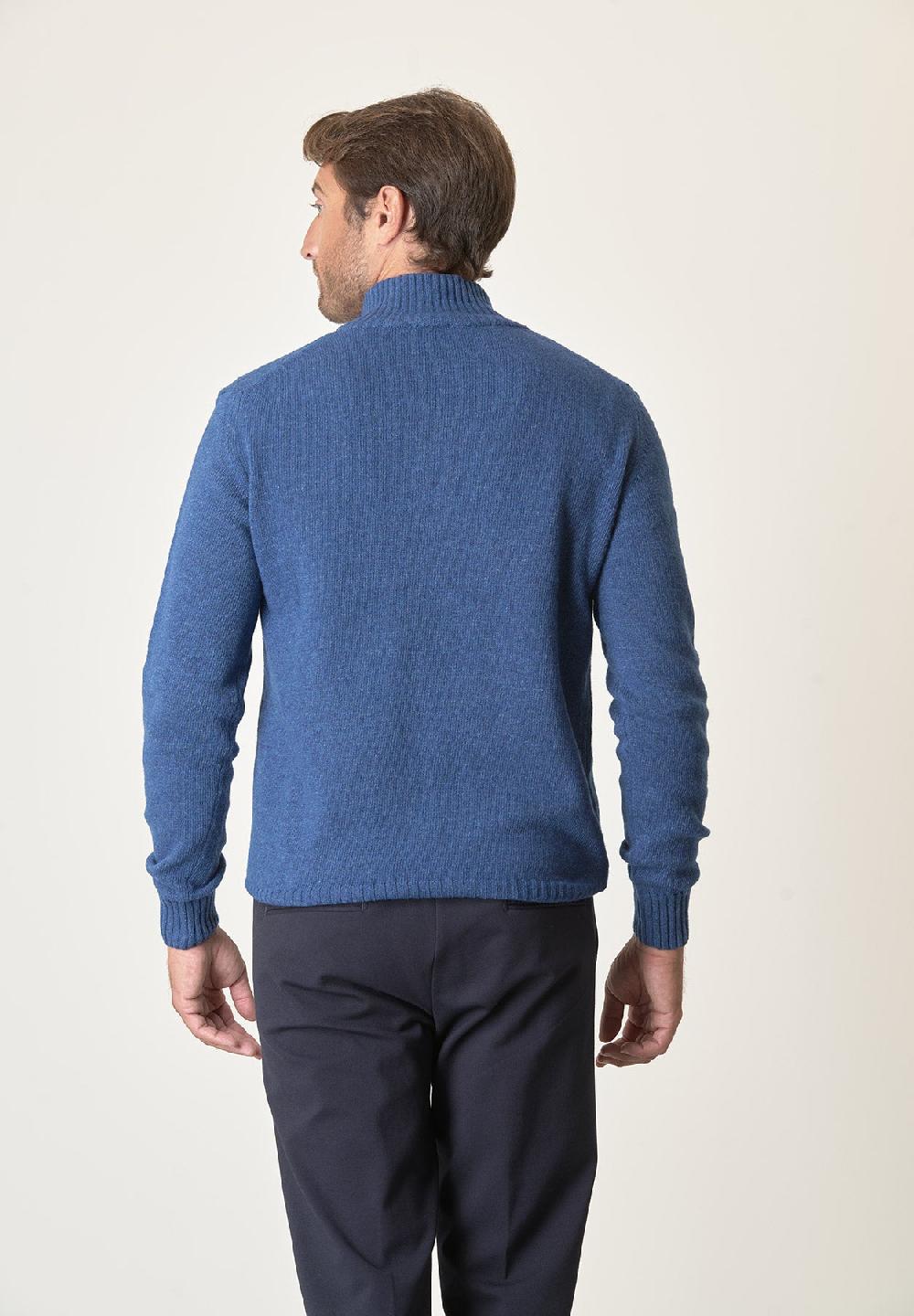 Angelico Lupetto zip blu denim misto lana Prezzo Ridotto