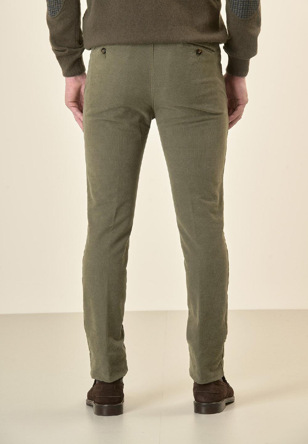 Angelico Pantalone verde fustagno jacquard cotone slim fit Sottocosto