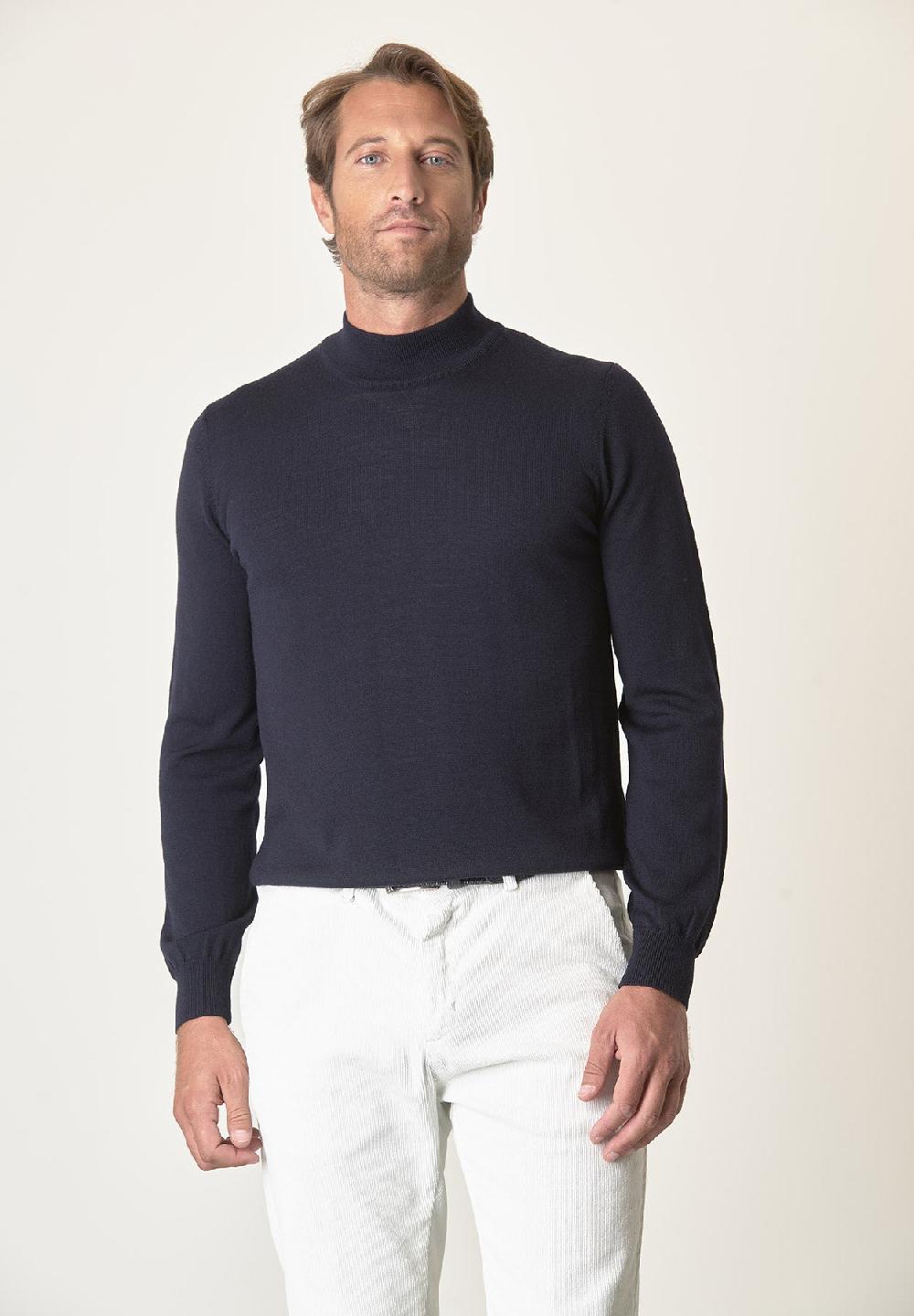 Angelico Lupetto blu lana merinos extrafine Sconto