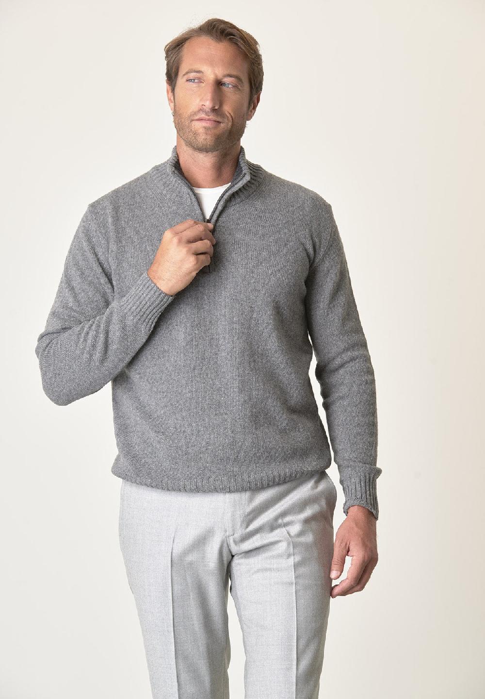 Angelico Lupetto zip grigio chiaro misto lana Economico