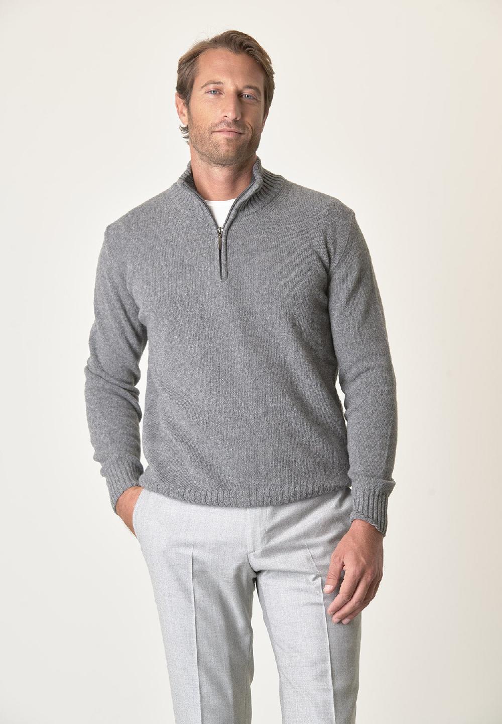 Angelico Lupetto zip grigio chiaro misto lana Economico